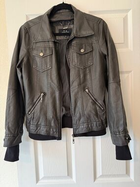 Tea Collection Black Faux Leather Moto Jacket